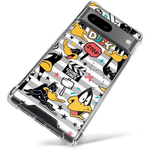 Looney Tunes Daffy Duck Striped Patches Google Pixel 8 Clear Case